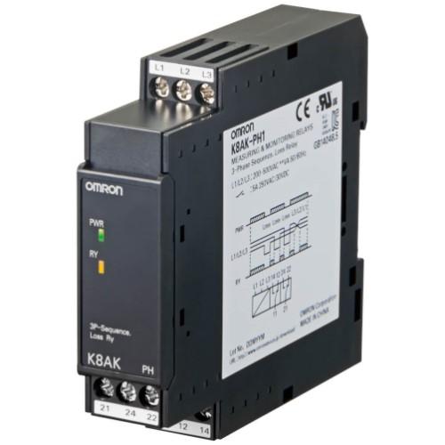 PHASE-SEQUENCE&PHASE-LOSS RELAY 3PHASE 3WIRE DPDT 200-480VAC product photo Front View L