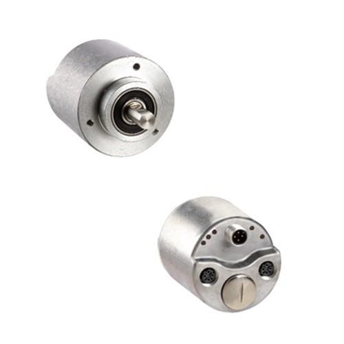 842E-CM ENET/IP ENCODER SGL-TURN SOLID SHAFT 3/8" 10-30V M12 product photo Front View L