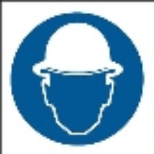 PROTECTIVE WEAR SIGN 7"X10" WHT/BLU (HEAD PROTECTION PICTO) product photo Side View L