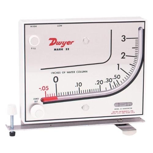 MOLDED PLASTIC MANOMETER RANGE 0-3" WC RED FLUID 826 SP GR product photo Front View L