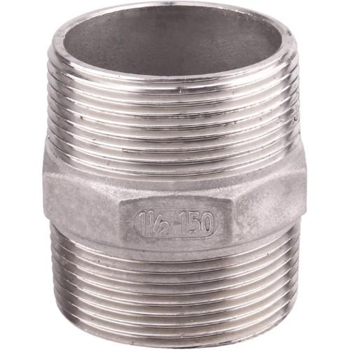 STAINLESS STEEL 304 HEX NIPPLE 1-1/2"(M) NPT THREADED END product photo Front View L