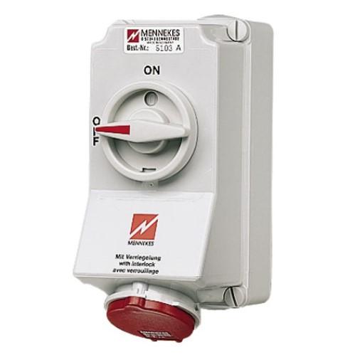 WALL MOUNTED RECEPTACLE 16A 4P 400V 6H IP44 product photo
