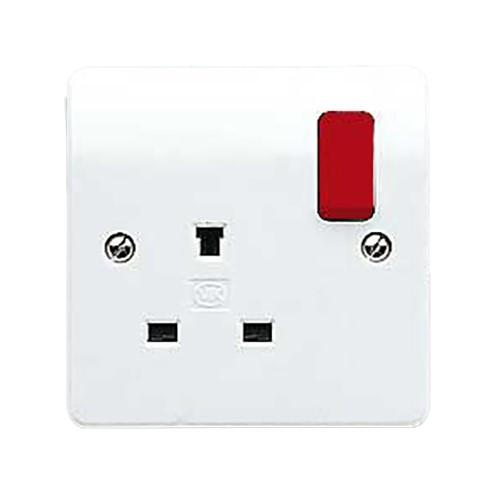 SWITCHED SOCKET OUTLET 13A 1G RED ROCKER product photo Front View L