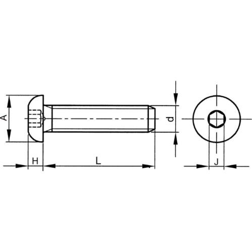 SOCKET BUTTON HEAD SCREW A2 GRADE 70 M3X16 (100PCS/PKT) product photo Back View L