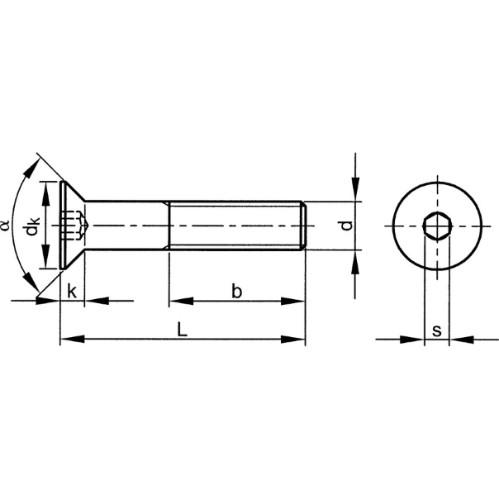 SOCKET COUNTERSUNK HEAD SCREW GRADE 10.9 NO.4UNCX3/4 (100PCS/PKT) product photo Back View L