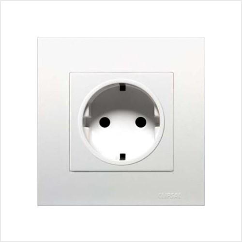 VIVACE SCHUKO SOCKET WITH SHUTTER 16A 250V 1G product photo Front View L