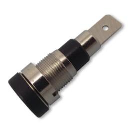 MULTICOMP 24.241.2 BANANA TEST CONNECTOR 4MM RECEPTACLE PANEL MOUNT 25A 30VAC NICKEL PLATED CONTACTS BLACK product photo