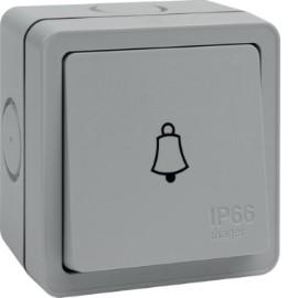 PRESS BELL SWITCH IP66 10AX 1-GANG LIGHT GREY product photo