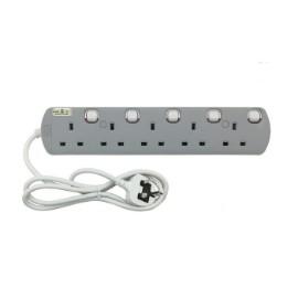EXTENSION SOCKET 5G WITH WIRE AND NEON 5M GREY product photo